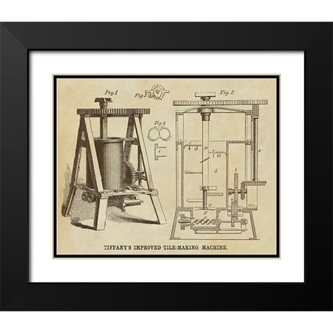 Tiffanys Improved Tile Making Machine Black Modern Wood Framed Art Print with Double Matting by Inventions