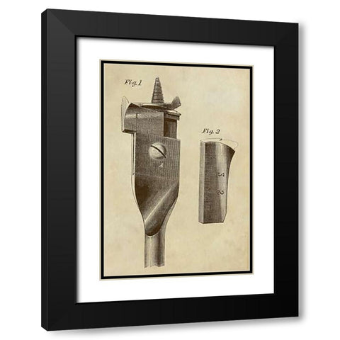 Adjustable Wood Drill Bit Black Modern Wood Framed Art Print with Double Matting by Inventions