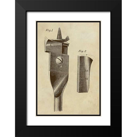 Adjustable Wood Drill Bit Black Modern Wood Framed Art Print with Double Matting by Inventions