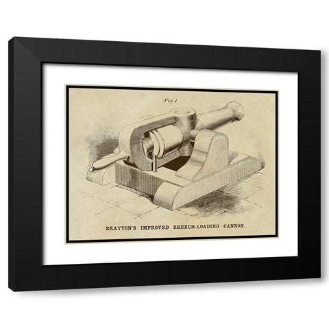 Braytons Improved Breech-loading Cannon Black Modern Wood Framed Art Print with Double Matting by Inventions