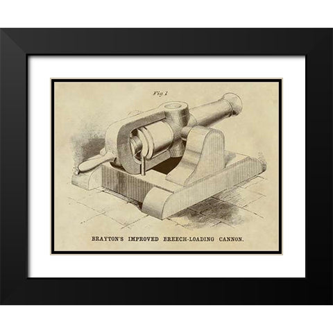 Braytons Improved Breech-loading Cannon Black Modern Wood Framed Art Print with Double Matting by Inventions