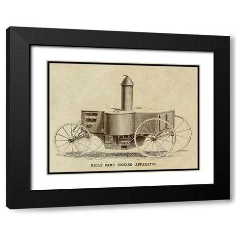 Hills Camp Cooking Apparatus Black Modern Wood Framed Art Print with Double Matting by Inventions