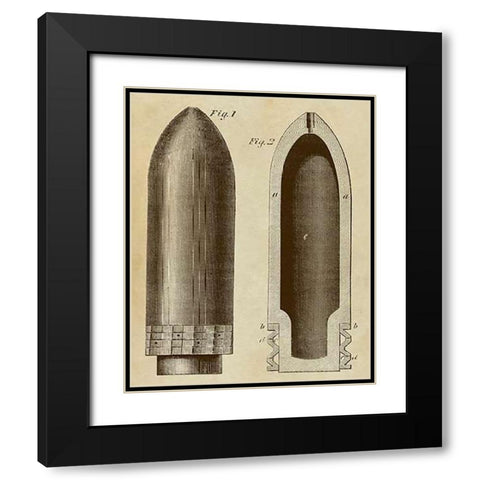 Exploding Artillery Shell for Breech-Loaders Black Modern Wood Framed Art Print with Double Matting by Inventions