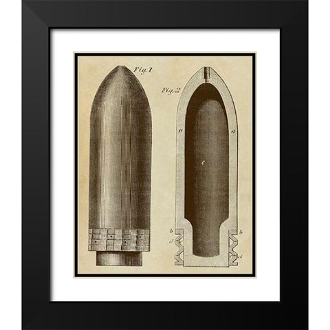 Exploding Artillery Shell for Breech-Loaders Black Modern Wood Framed Art Print with Double Matting by Inventions
