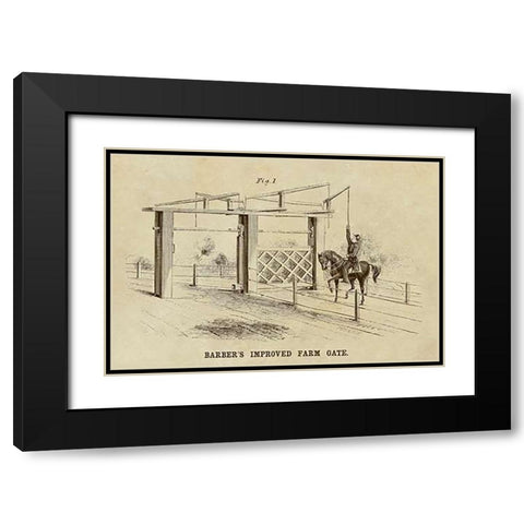 Barbers Improved Farm Gate Black Modern Wood Framed Art Print with Double Matting by Inventions