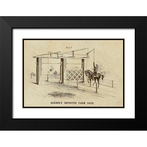 Barbers Improved Farm Gate Black Modern Wood Framed Art Print with Double Matting by Inventions