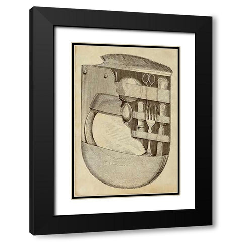 Pocket Picnic Kit Black Modern Wood Framed Art Print with Double Matting by Inventions
