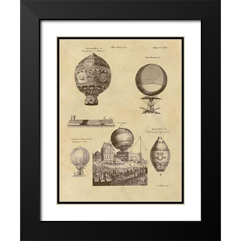 Air Balloons Black Modern Wood Framed Art Print with Double Matting by Inventions