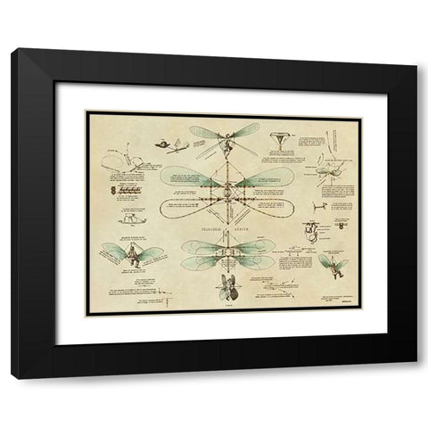 Airborne Bicycle Black Modern Wood Framed Art Print with Double Matting by Inventions