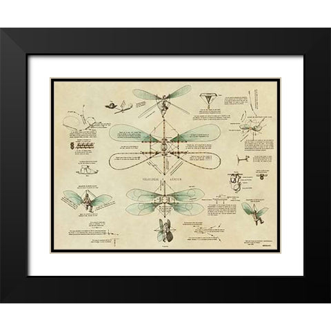 Airborne Bicycle Black Modern Wood Framed Art Print with Double Matting by Inventions