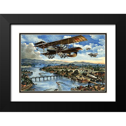 Japanese Plane in the Siberian Intervention Black Modern Wood Framed Art Print with Double Matting by Inventions