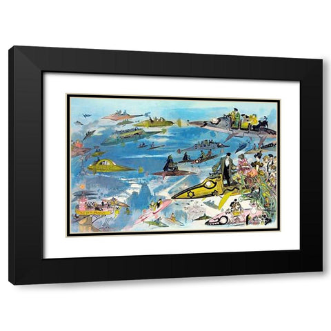 Futuristic Look at Air Travel in the Year 2000 Black Modern Wood Framed Art Print with Double Matting by Inventions