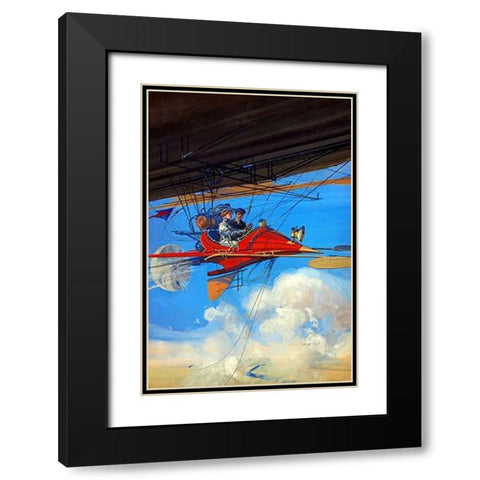 Futuristic Air Travel Black Modern Wood Framed Art Print with Double Matting by Inventions