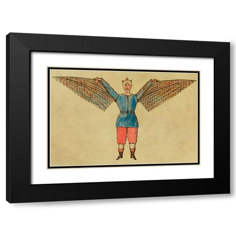 Man with Wings Black Modern Wood Framed Art Print with Double Matting by Inventions