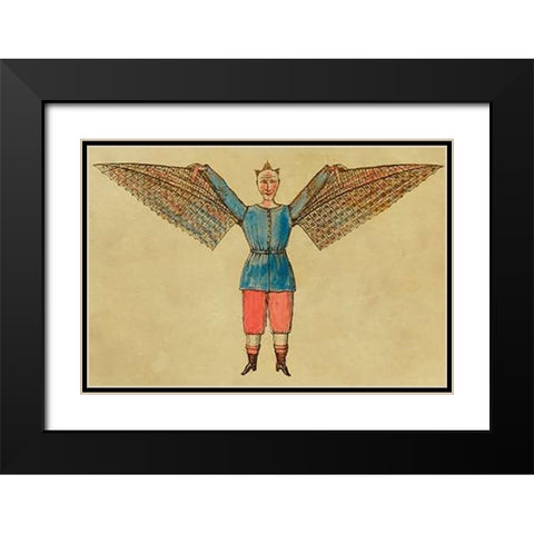 Man with Wings Black Modern Wood Framed Art Print with Double Matting by Inventions