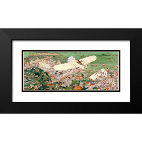 Rome to Paris by air non-stop Black Modern Wood Framed Art Print with Double Matting by Inventions