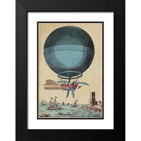 Cross the English Channel in a Balloon Black Modern Wood Framed Art Print with Double Matting by Inventions