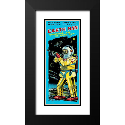 Battery Operated Remote Control Earthman Black Modern Wood Framed Art Print with Double Matting by Retrobot
