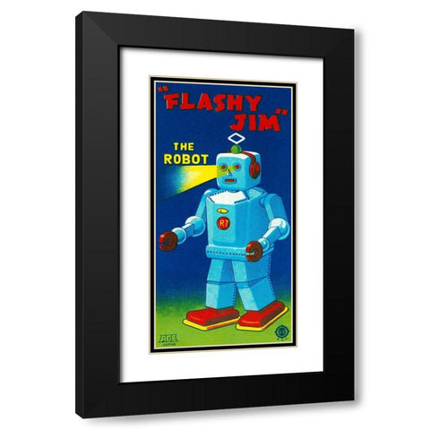 Flashy Jim - The Robot Black Modern Wood Framed Art Print with Double Matting by Retrobot