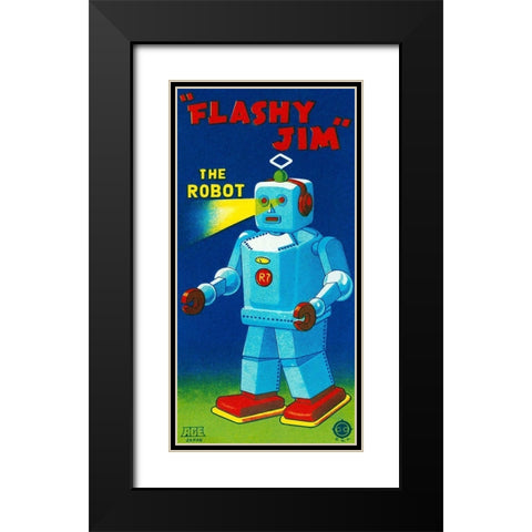 Flashy Jim - The Robot Black Modern Wood Framed Art Print with Double Matting by Retrobot