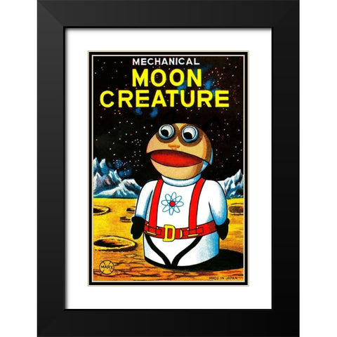 Mechanical Moon Creature Black Modern Wood Framed Art Print with Double Matting by Retrobot
