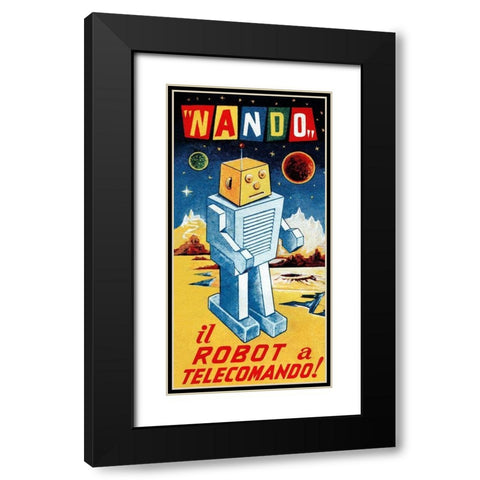Nando - Il Robot a Telecomando Black Modern Wood Framed Art Print with Double Matting by Retrobot