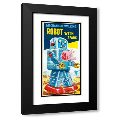 Mechanical Walking Robot with Spark Black Modern Wood Framed Art Print with Double Matting by Retrobot
