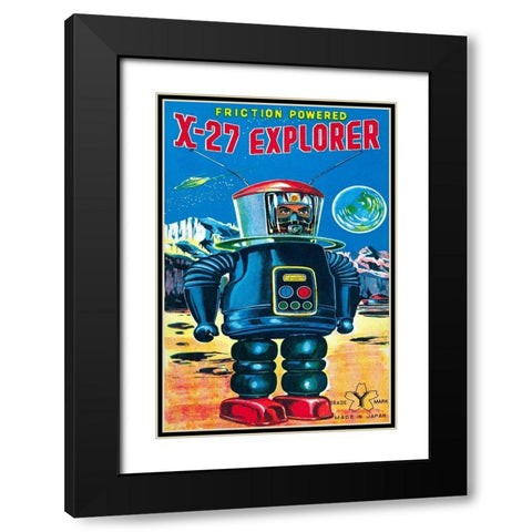 X-27 Explorer Black Modern Wood Framed Art Print with Double Matting by Retrobot