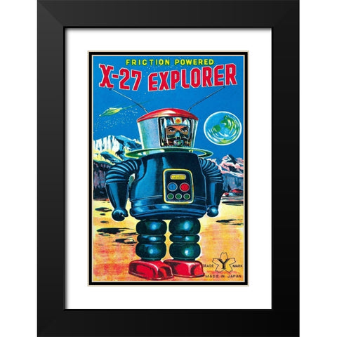X-27 Explorer Black Modern Wood Framed Art Print with Double Matting by Retrobot