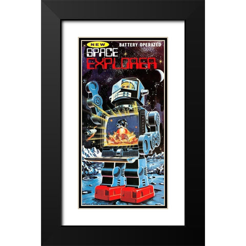 Battery Operated Space Explorer Black Modern Wood Framed Art Print with Double Matting by Retrobot