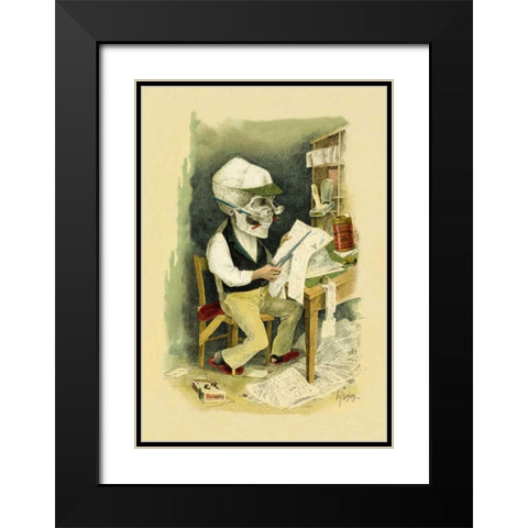 Death in the Headlines Black Modern Wood Framed Art Print with Double Matting by Frusius