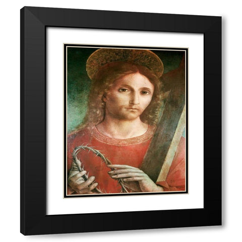 Jesus With Cross and Crown of Thorns - custom crop Black Modern Wood Framed Art Print with Double Matting by Pacchiarotto, Giacomo