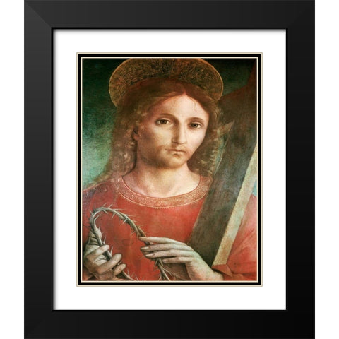 Jesus With Cross and Crown of Thorns - custom crop Black Modern Wood Framed Art Print with Double Matting by Pacchiarotto, Giacomo