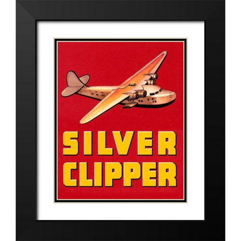 Silver Clipper Crate Label Black Modern Wood Framed Art Print with Double Matting by Retrotravel