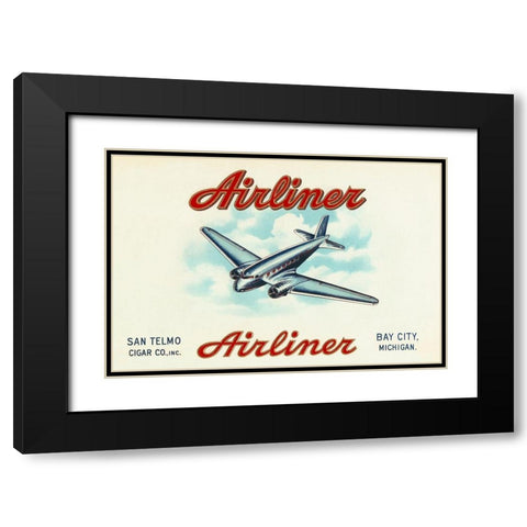 Airliner Brand Cigars Black Modern Wood Framed Art Print with Double Matting by Retrotravel