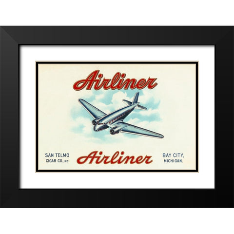 Airliner Brand Cigars Black Modern Wood Framed Art Print with Double Matting by Retrotravel