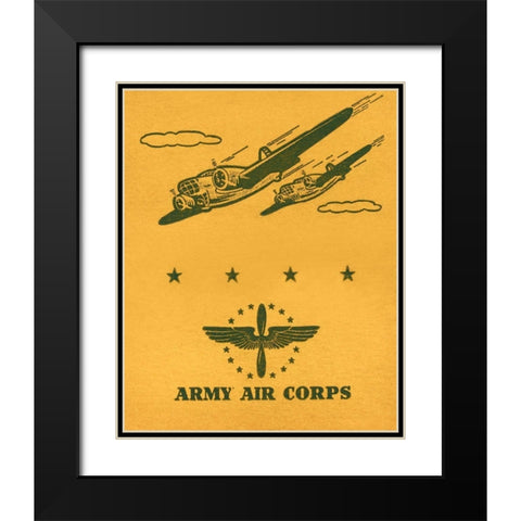 Army Air Corps Black Modern Wood Framed Art Print with Double Matting by Retrotravel