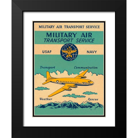 Military Air Transport Service Black Modern Wood Framed Art Print with Double Matting by Retrotravel