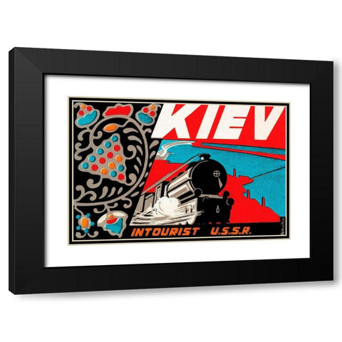 Kiev - Intourist U.S.S.R. Black Modern Wood Framed Art Print with Double Matting by Retrotravel