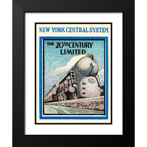 New York Central System - The 20th Century Limited Black Modern Wood Framed Art Print with Double Matting by Retrotravel