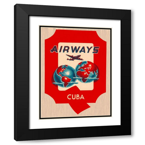 Q Airways Cuba Black Modern Wood Framed Art Print with Double Matting by Retrotravel