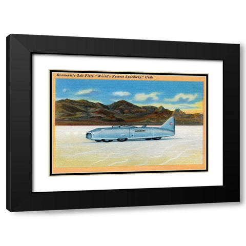 Worlds Fastest Speedway Black Modern Wood Framed Art Print with Double Matting by Retrotravel