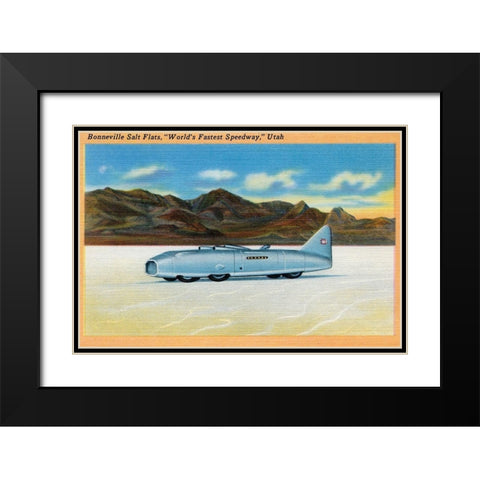 Worlds Fastest Speedway Black Modern Wood Framed Art Print with Double Matting by Retrotravel