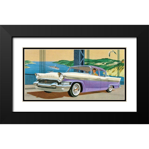 Packard Clipper - Four Door Sedan Black Modern Wood Framed Art Print with Double Matting by Retrotravel