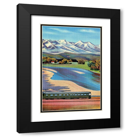 Northern Pacific Passenger Excursion Black Modern Wood Framed Art Print with Double Matting by Retrotravel