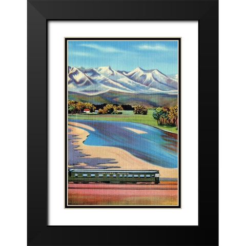 Northern Pacific Passenger Excursion Black Modern Wood Framed Art Print with Double Matting by Retrotravel
