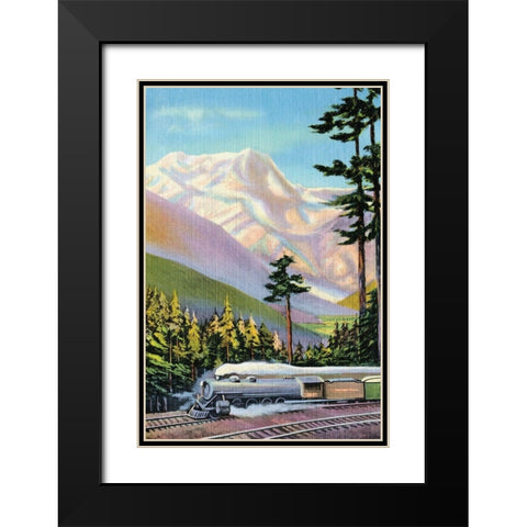 Steaming Through the Valley Black Modern Wood Framed Art Print with Double Matting by Retrotravel