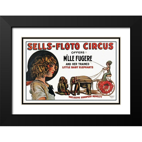 Sells-Floto Circus Black Modern Wood Framed Art Print with Double Matting by Vintage Elephant
