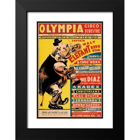 Olympia Circo Ecuestre - Olympia Circus Black Modern Wood Framed Art Print with Double Matting by Vintage Elephant