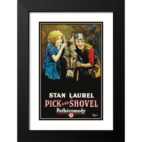 Movie Poster: Stan Laurel in Pick and Shovel Black Modern Wood Framed Art Print with Double Matting by Pathecomdey